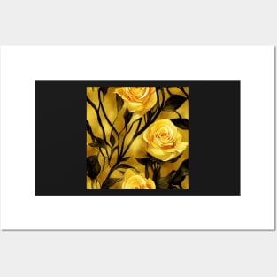 Golden rose watercolor rose Posters and Art